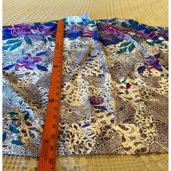 Anthony Richards Blouse Size ? 2X Purple Royal Blue Floral Keyhole Angel Wings - Picture 9 of 10